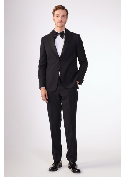 Lacivert Erkek Slim Fit Mono Yaka Smokin Takım