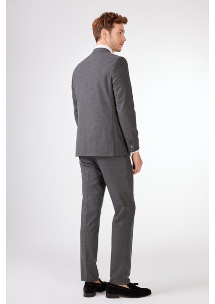 Koyu Gri Mono Yaka Slim Fit Casual Takım Elbise modelleri