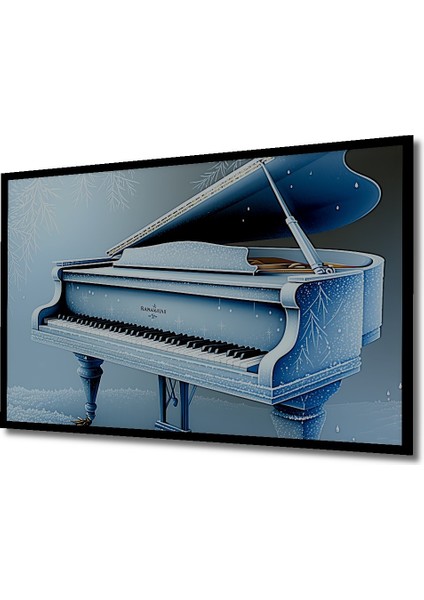 Çerçeve Görünümlü Buz Mavi Piyano Kış Rüyası Dekoratif Ahşap Ev/işyeri/ofis Kare Tablo fiyatları