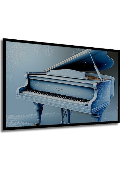 Çerçeve Görünümlü Buz Mavi Piyano Kış Rüyası Dekoratif Ahşap Ev/işyeri/ofis Kare Tablo modelleri