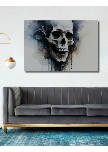 Gotik Suluboya Görünümlü Kafatası Sanatı Ev/işyeri/ofis/salon Ahşap Dekoratif Kare Tablo