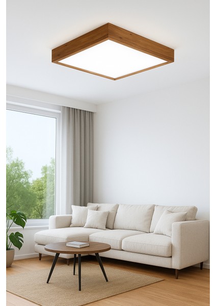 Ahşap Çerçeveli Tavan Avize LED Panel 3000K Gün Işığı 30*30CM