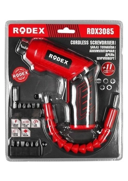 RDX-3085 ( 2ın1 Kullanım=düz & Tabanca) (Şarjlı) Tornavida (11PCS Uç) (Ulaşılması Zor Alanlar Aparatı)