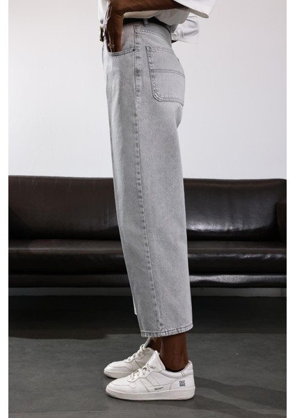 Gri Yüksek Bel Baggy Jean 5193 fiyatları