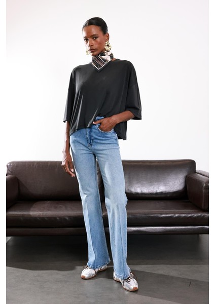 Açık Mavi Yüksek Bel Flare Jean 503 modelleri