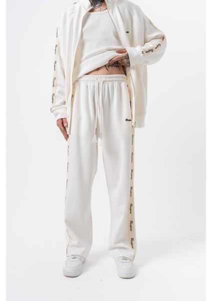 Erkek Respire Şerit Detaylı Kışlık Doubleface Baggy Eşofman Altı Ekru fiyatları