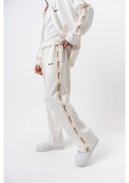 Erkek Respire Şerit Detaylı Kışlık Doubleface Baggy Eşofman Altı Ekru fırsatları