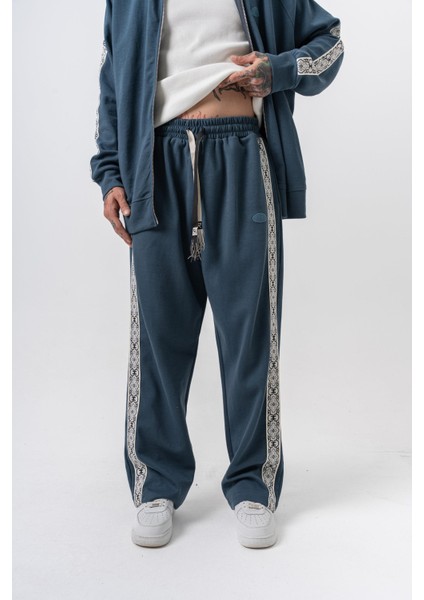 Erkek Damask Şerit Detaylı Kışlık Doubleface Baggy Eşofman Altı Petrol fiyatları