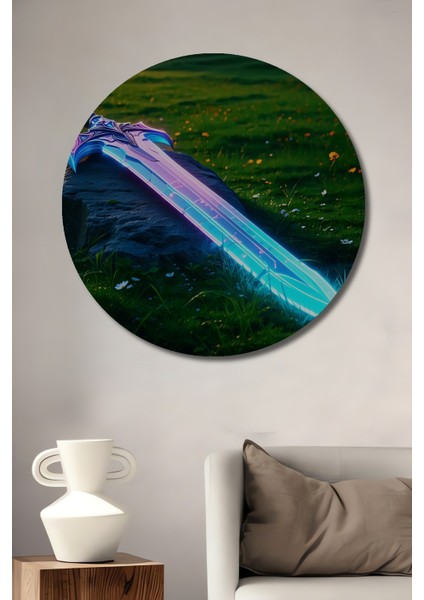 Neon Işıltılı Fantastik Kılıç Dekoratif Ahşap Ev/işyeri/ofis Yuvarlak Tablo