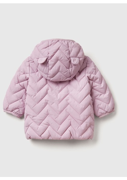 Bebek Lila Zikzak Dikişli Tavşan Kulak Kapüşonlu Mevsimlik Ince Mont fiyatları