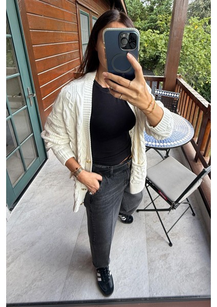 Füme Yüksek Bel Baggy Jean RM3004