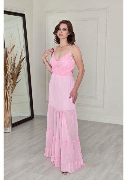Pembe Askılı Dekolteli Elbise 251694 fiyatları