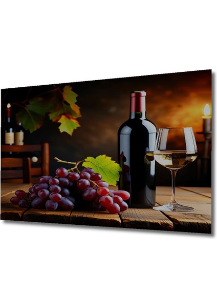 Kırmızı Şarap Üzüm Romantizmi Yağlı Boya Görünümlü Dekoratif Ahşap Ev/işyeri/ofis Kare Tablo fiyatları