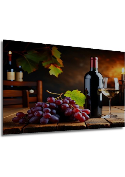 Kırmızı Şarap Üzüm Romantizmi Yağlı Boya Görünümlü Dekoratif Ahşap Ev/işyeri/ofis Kare Tablo modelleri