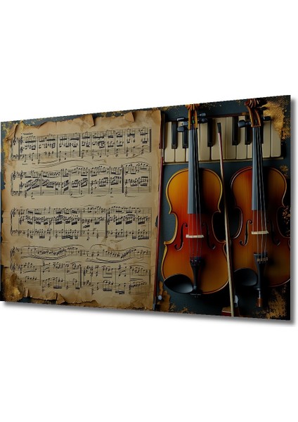 Nostaljik Melodi Yağlı Boya Görünümlü Dekoratif Ahşap Ev/işyeri/ofis Kare Tablo fiyatları