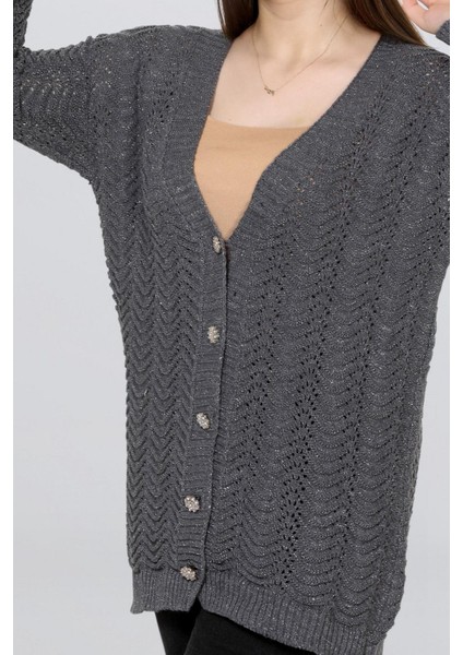 Kadın Uzun Simli Örgü Hırka FLT1006 fiyatları