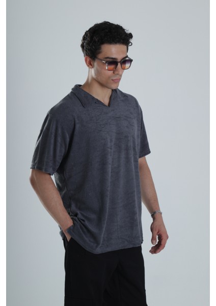 Erkek Antrasit T-Shirt Dokuma Kumaş modelleri