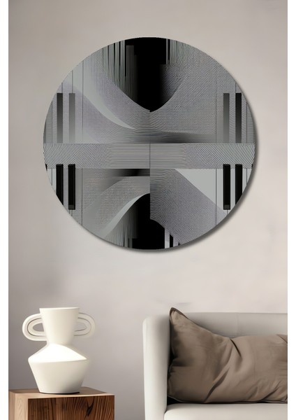 Piyano Tuşları Soyut Sanat Siyah Beyaz Görünümlü Dekoratif Ahşap Ev/işyeri/ofis Yuvarlak Tablo