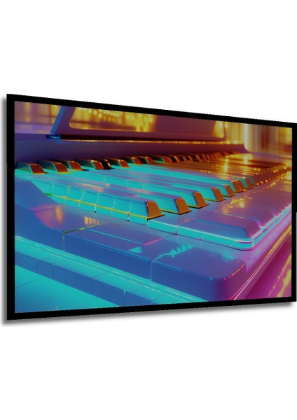 Çerçeve Görünümlü Neon Işıltılı Piyano Tuşları Modern Sanat Dekoratif Ahşap Işyeri/ofis Kare Tablo modelleri