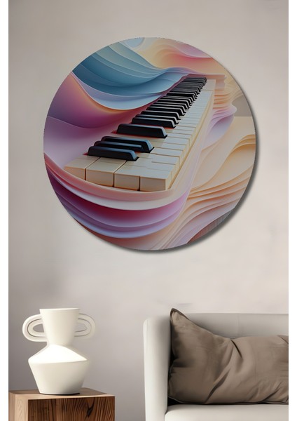 Pastel Rüyası Piyano Modern Sanat Dekoratif Ahşap Ev/işyeri/ofis Yuvarlak Tablo