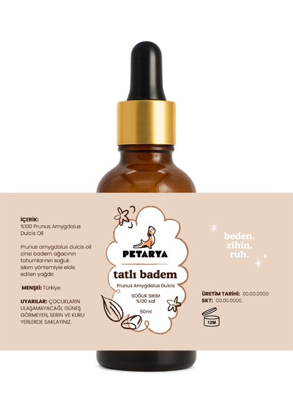 Soğuk Sıkım Tatlı Badem Yağı Prunus Anygdalus Dulcus Oil - 50ML fiyatları