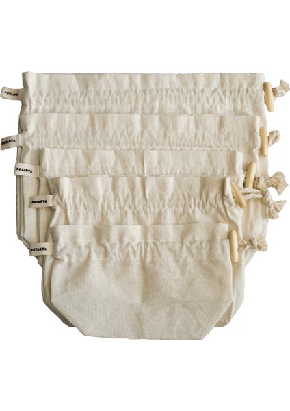 Yıkanabilir Gıda Kesesi Seti 5 Ebat Hava Alabilen Ham Kumaş