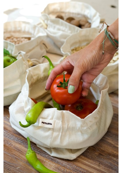 Yıkanabilir Gıda Kesesi Seti 5 Ebat Hava Alabilen Ham Kumaş modelleri