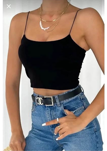 Askılı Crop Büstiyer Penye Bluz 2’li Set modelleri