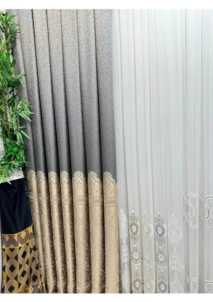 Nivemeshome Side FT632057 V-101 Gri-Krem 1/3 Sık Pileli Fon Perde Apm modelleri