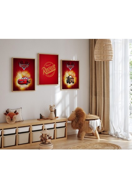 (Çerçevesiz)3 Lü Şimşek Mcqueen, Arabalar Filmi Poster, Çocuk ve Genç Odası, 3'lü Çerçevesiz Poster Seti 3 Adet fiyatları
