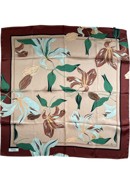 Çiçek Desen Sura Ipek Eşarp modelleri