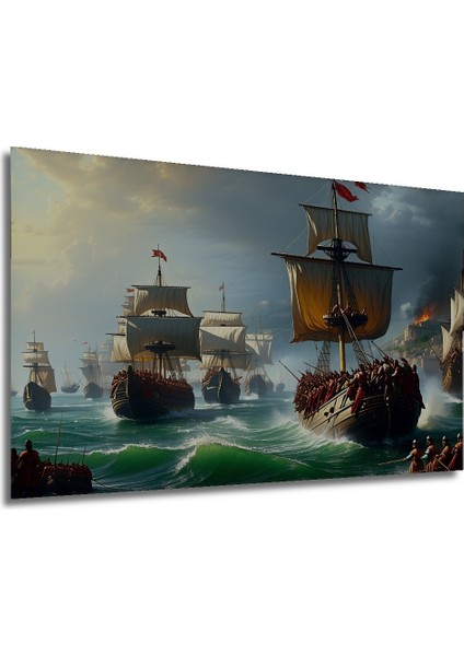 Osmanlı Donanması Yağlı Boya Görünümlü Dekoratif Ahşap Ev/işyeri/ofis Kare Tablo modelleri