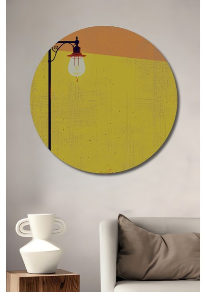 Gün Batımı Altında Nostaljik Lamba Yağlı Boya Görünümlü Dekoratif Ahşap Ev/işyeri/ofis Tablo