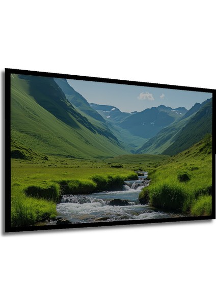Çerçeve Görünümlü Yeşil Vadi Manzarası Yağlı Boya Görünümlü Dekoratif Ahşap Işyeri/ofis Kare Tablo modelleri