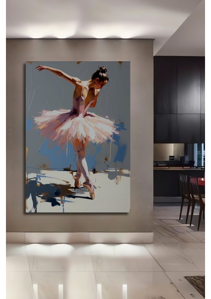 Balerin Zarafeti Yağlı Boya Görünümlü Dekoratif Ahşap Ev/işyeri/ofis Kare Tablo