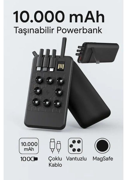 Linkage Lkp-49 10.000MAH 5W Mikro Lightning Kablolu LCD Göstergeli Kablosuz Şarjlı Powerbank