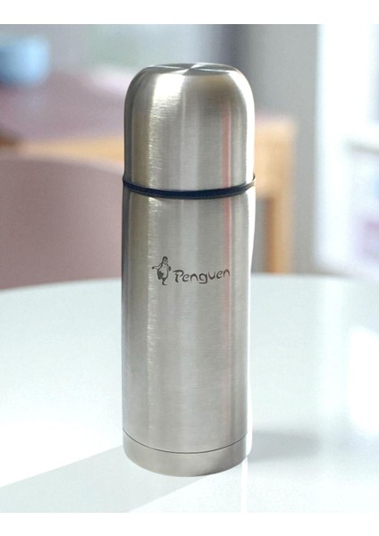 Bardaklı Çelik El Termos Çift Katlı Çelik Sızdırmaz Sıcak Soğuk Çay Meşrubat Mama Termosu 500ML