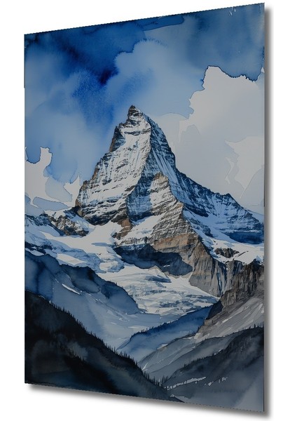 Matterhorn Dağı Sulu Boya Görünümlü Dekoratif Ahşap Ev/işyeri/ofis Kare Tablo fiyatları
