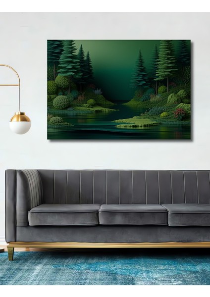 Yeşil Rüyalar Yağlı Boya Görünümlü Dekoratif Ahşap Ev/işyeri/ofis Kare Tablo