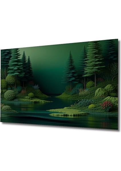 Yeşil Rüyalar Yağlı Boya Görünümlü Dekoratif Ahşap Ev/işyeri/ofis Kare Tablo fiyatları