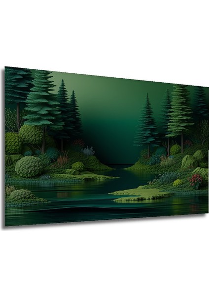 Yeşil Rüyalar Yağlı Boya Görünümlü Dekoratif Ahşap Ev/işyeri/ofis Kare Tablo modelleri