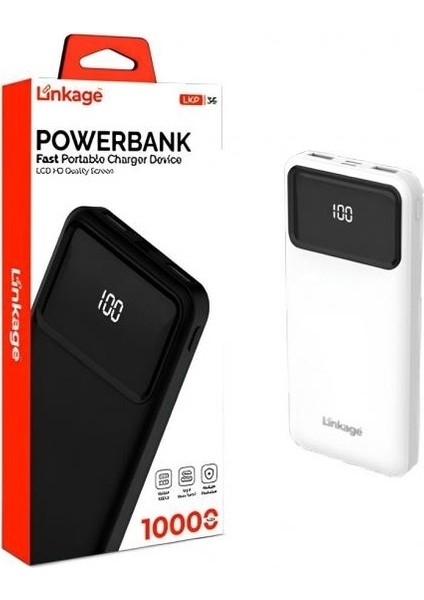Linkage Lkp-36 10000MAH, 2xusb, Dahili Type-C Kablo LCD Güç Göstergeli Powerbank