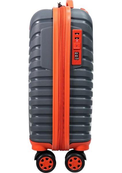 Pp Underseat Küçük Boy Gri -Turuncu Valiz 46X34X19 cm | 4 Tekerlek | Şifreli Kilit fiyatları