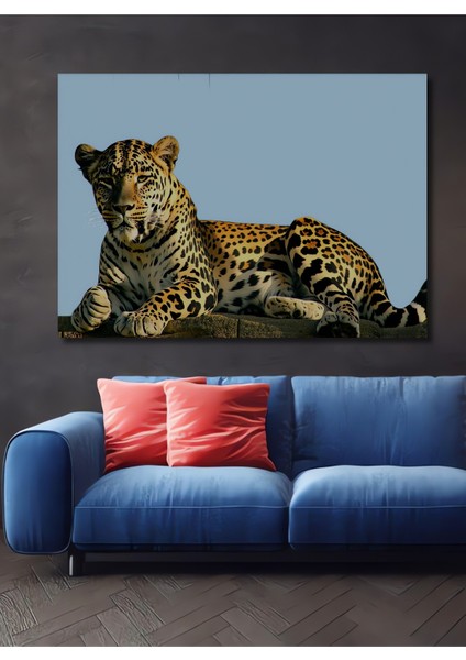 Yağlı Boya Görünümlü Leopar Ev/işyeri/ofis Kare Tablosu Sanatsal Dekoratif Ahşap Dekoratif