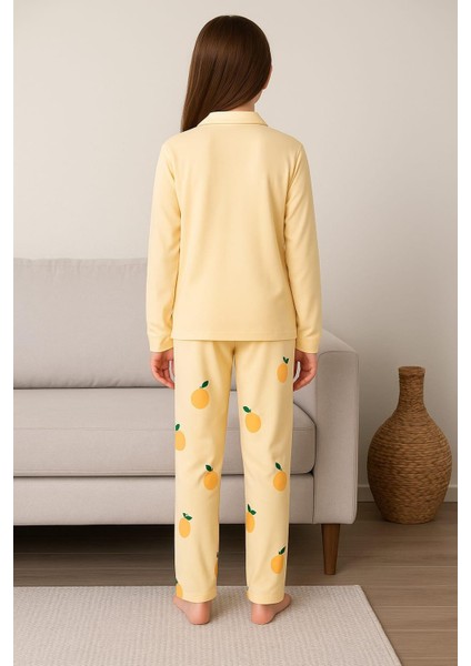 Kız Çocuk Önü Düğmeli Pijama Takımı Sarı fiyatları