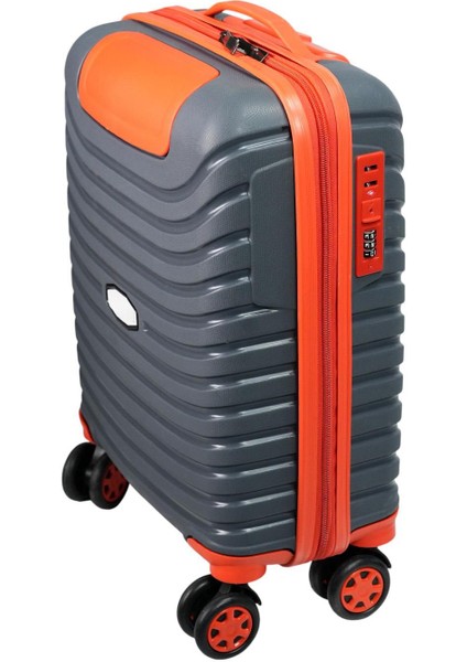 Pp Underseat Küçük Boy Gri -Turuncu Valiz 46X34X19 cm | 4 Tekerlek | Şifreli Kilit modelleri