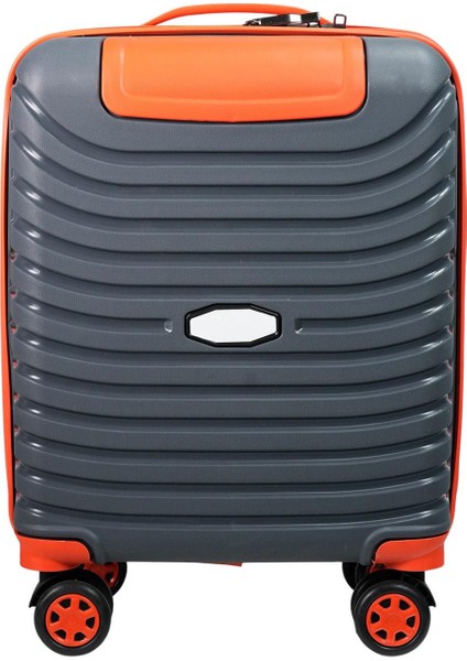 Pp Underseat Küçük Boy Gri -Turuncu Valiz 46X34X19 cm | 4 Tekerlek | Şifreli Kilit fırsatları