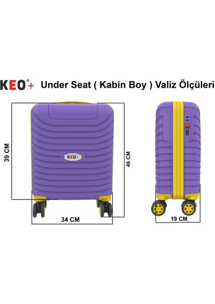 Pp Underseat Küçük Boy Gri -Turuncu Valiz 46X34X19 cm | 4 Tekerlek | Şifreli Kilit indirimleri