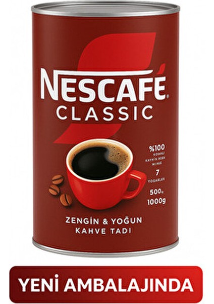 Classic Teneke 1 kg Kafeinli Kahve Olgun Kırmızı Çekirdeklerden Üretilmiştir fiyatları