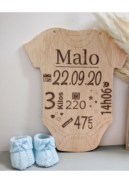 Kişiye Özel Yenidoğan Bebek Bilgi Panosu Kilo Boy Tarih Doğum Saati Anı Çerçevesi